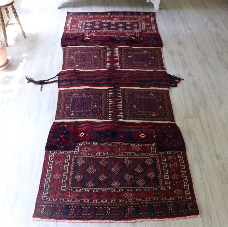 オールドキリム・バクティアリ族のキャメルバッグ 284x106cm オリジナルホルジン