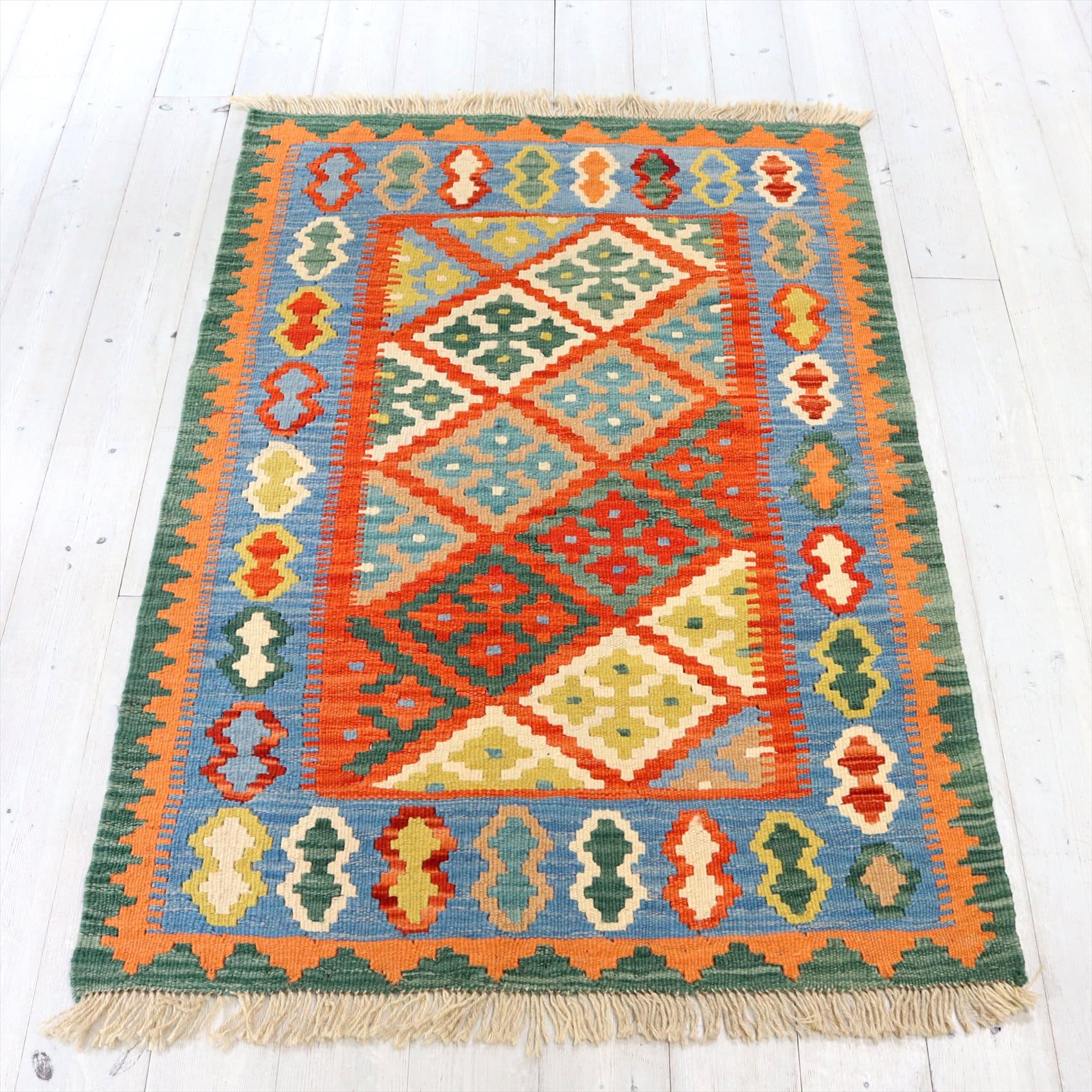 イラン手織りキリム カシュカイキリム124×84cm アクセントラグサイズ