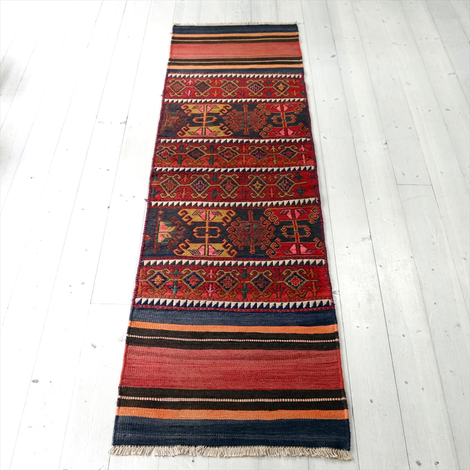 オールドキリム・シャーサバン197×54cm 緻密なスマック織り マフラッシュ