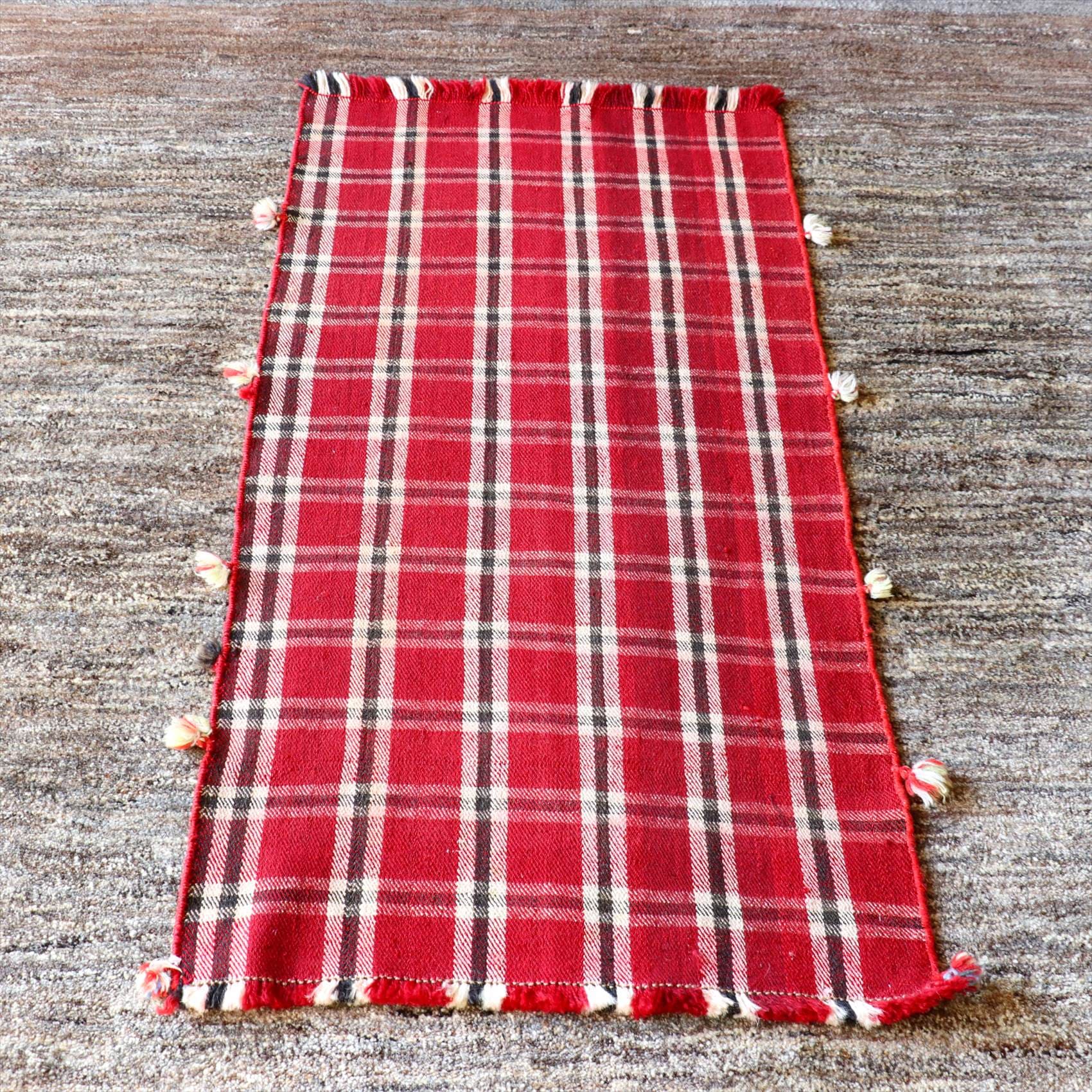 オールドジャジム　テント布123×64cm レッドのチェック柄