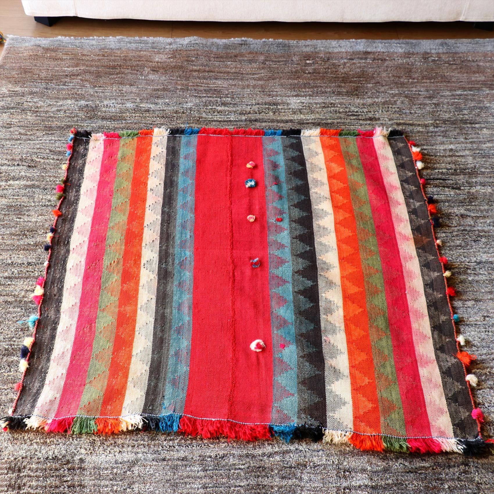 オールドジャジム　テント布111×109cm ジグザグストライプ