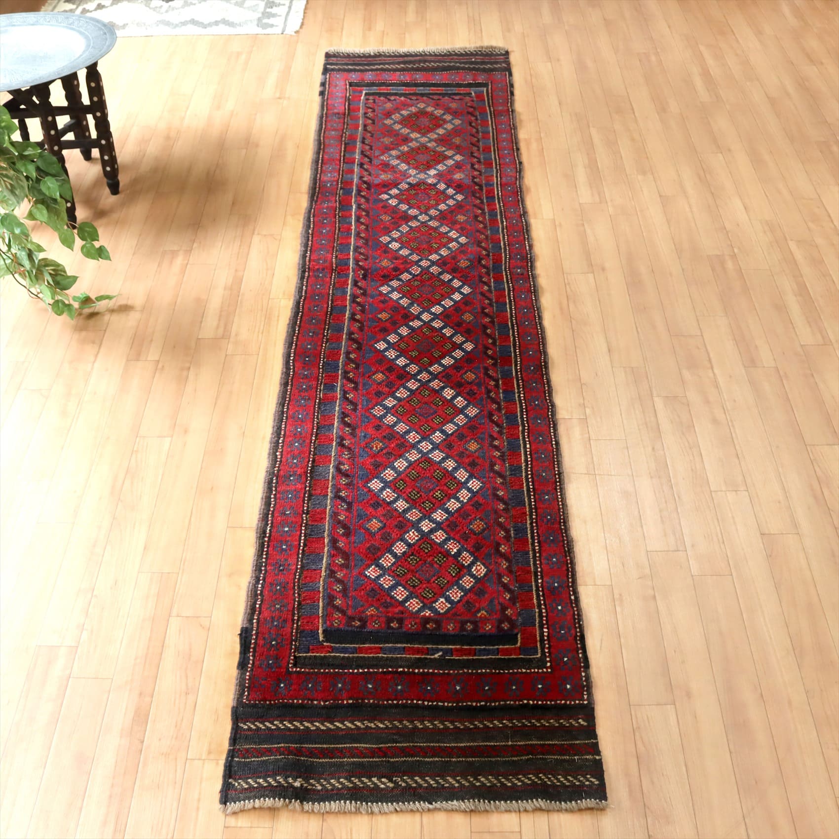 オールドキリム アフガニスタン ミシュワニ274×58cm Mishwani Rug 連なるダイヤ