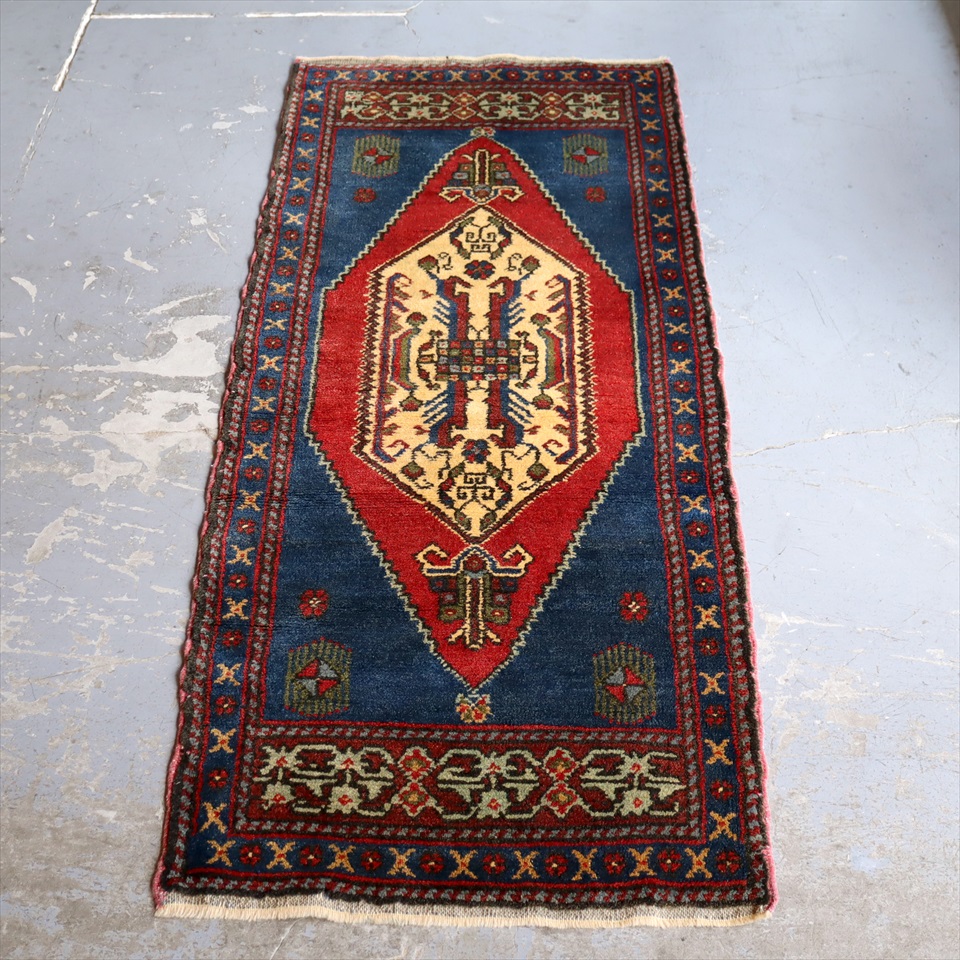 トルコ絨毯　トライバルラグ　ヤストゥク139×58cm コンヤ, アクサライ