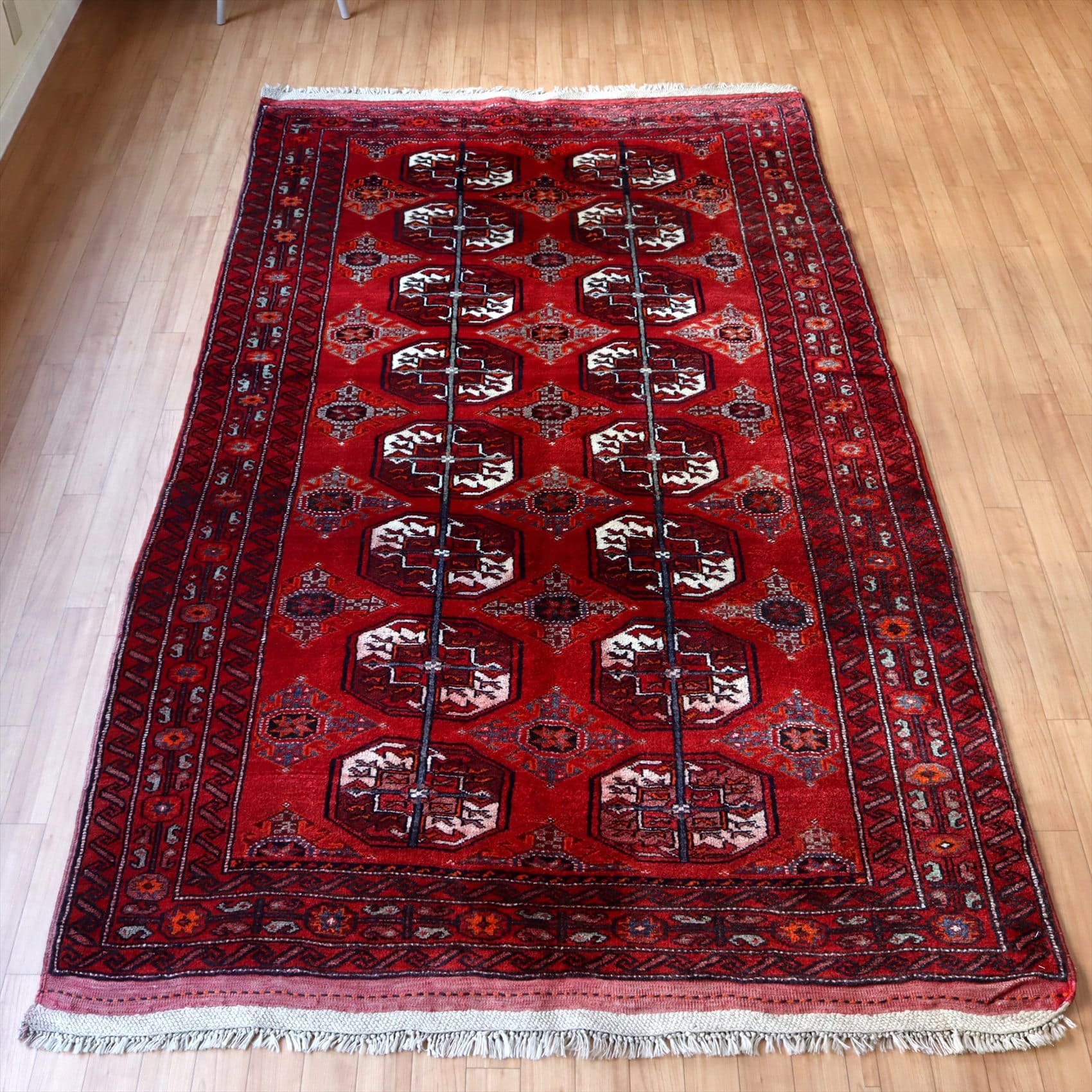 トライバルラグ トルクメン244×145cm 連なるギュル文様