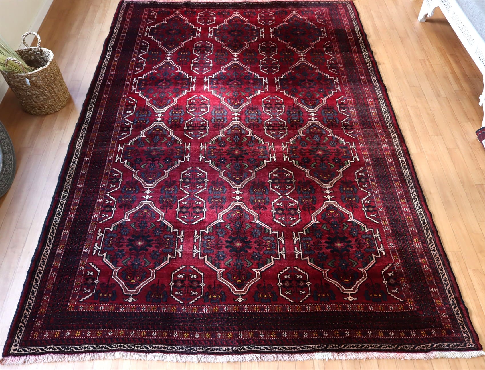 トライバルラグ トルクメン300×198cm 花のメダリオン