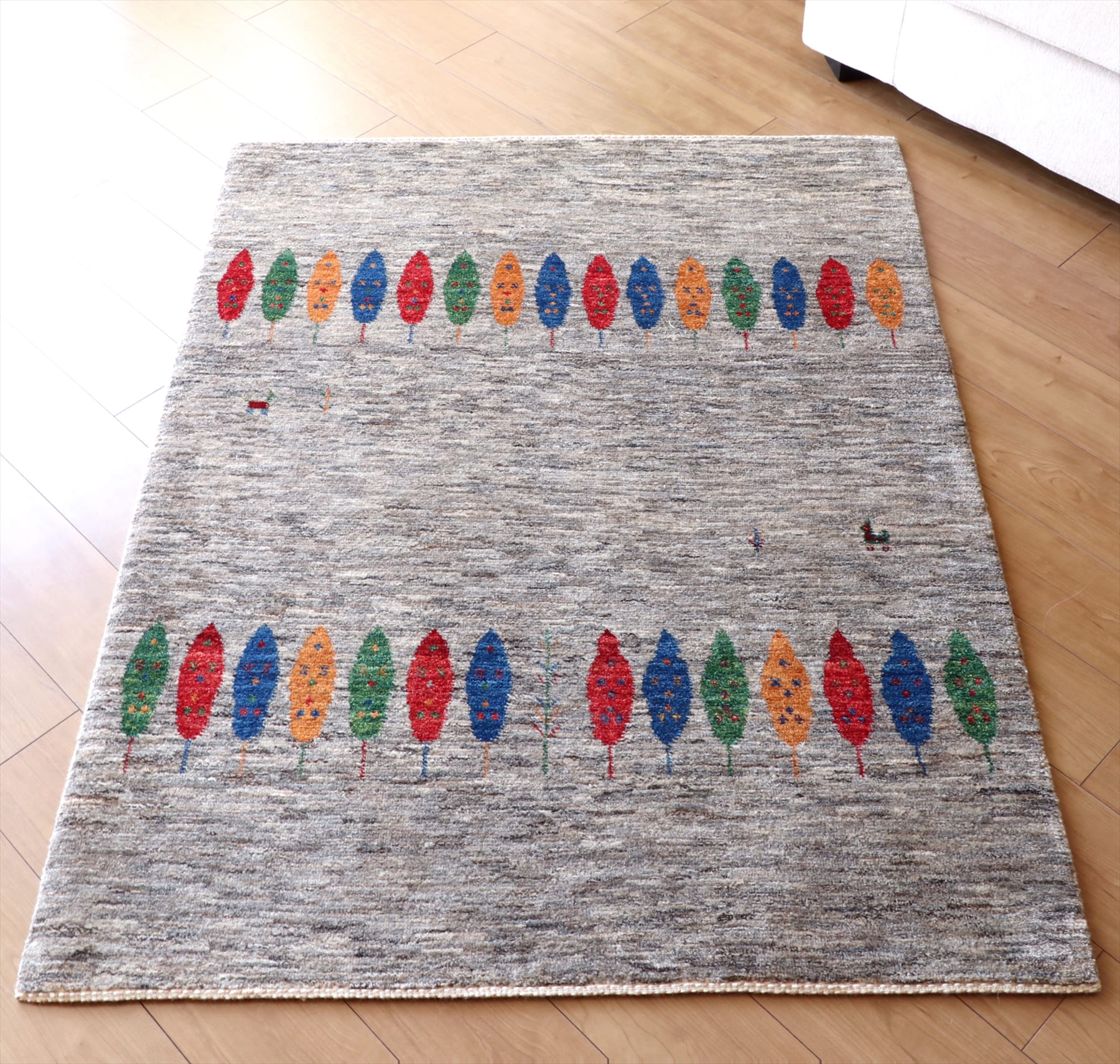 ギャッベ イラン直輸入  リズバフ アクセントラグサイズ ブラウン/カラフルな糸杉