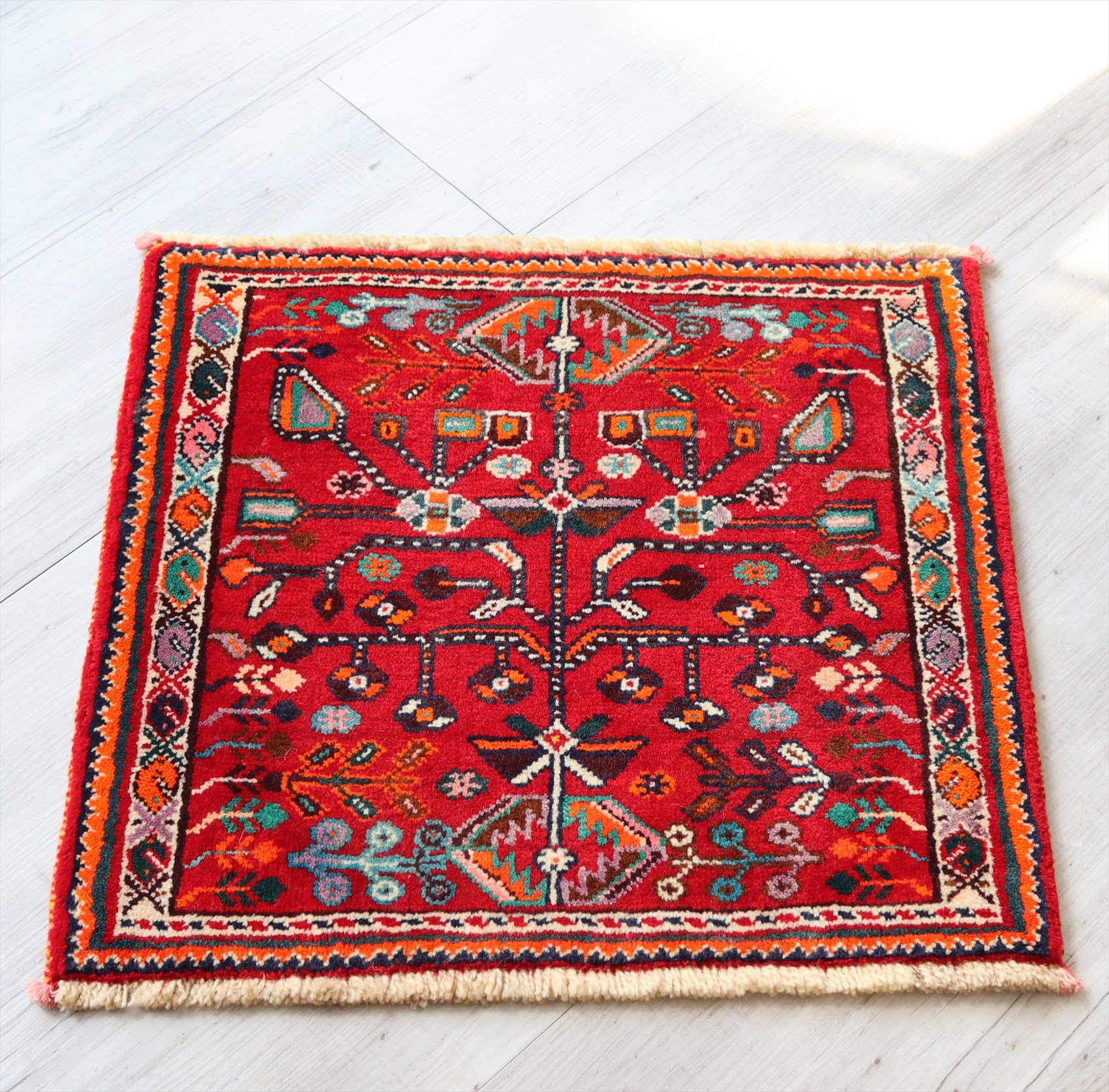 トライバルラグ・オールドギャッベ55×60cm ポシュティ・カシュカイ族/生命の樹