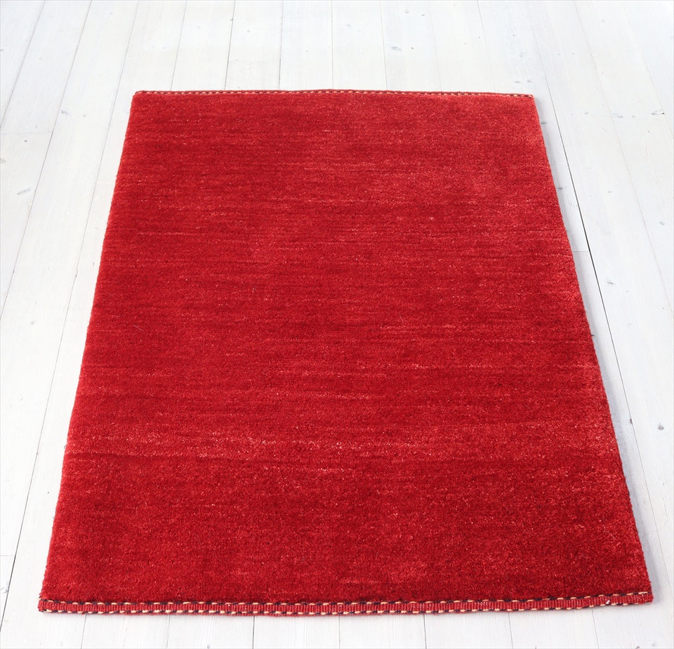 ギャッベ シューウリ110×81cm レッドグラデーション　無地　ワンランク上の細かな織り