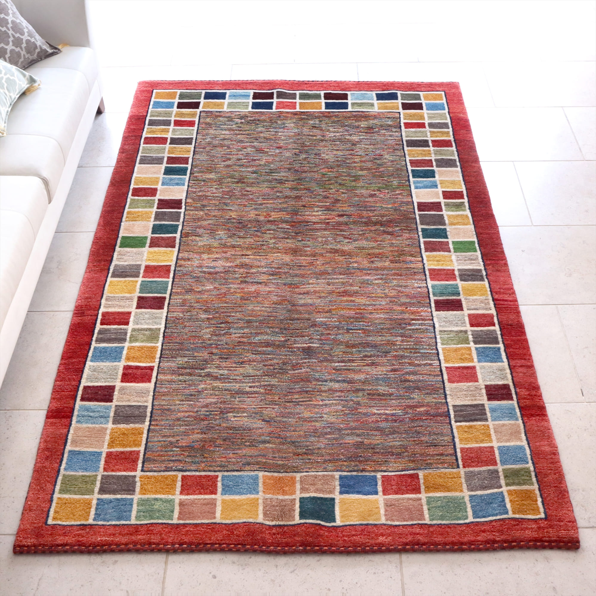 ギャッベ ミックスカラーのユニークデザイン230×148cm Gabbeh Schuli 伝統柄