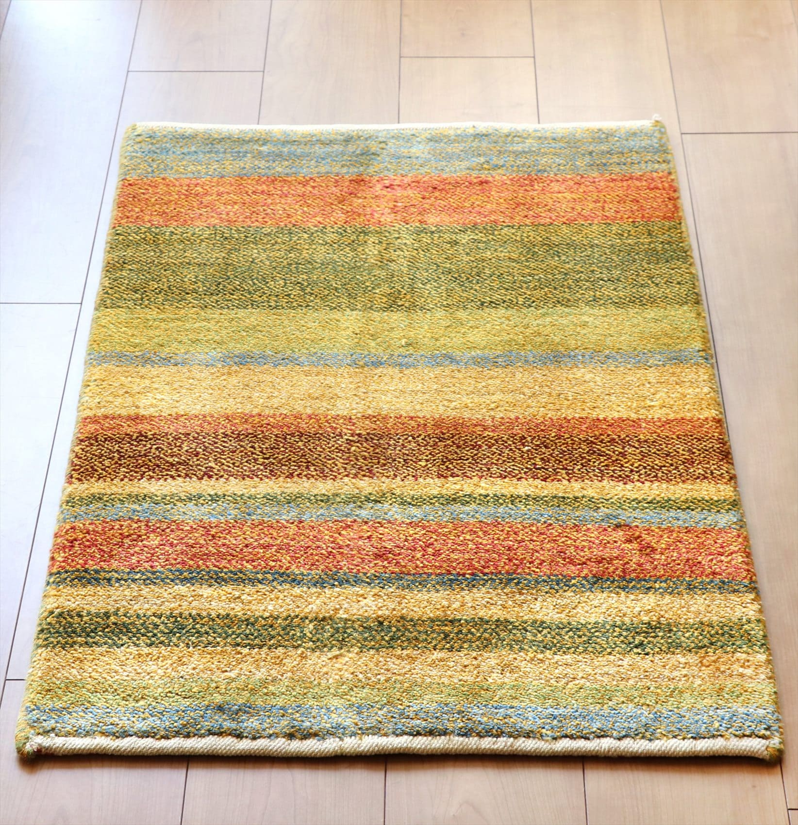 ギャッベ　アマレ Amaleh86×57cm 点描で織り込まれたイエローグラデーション