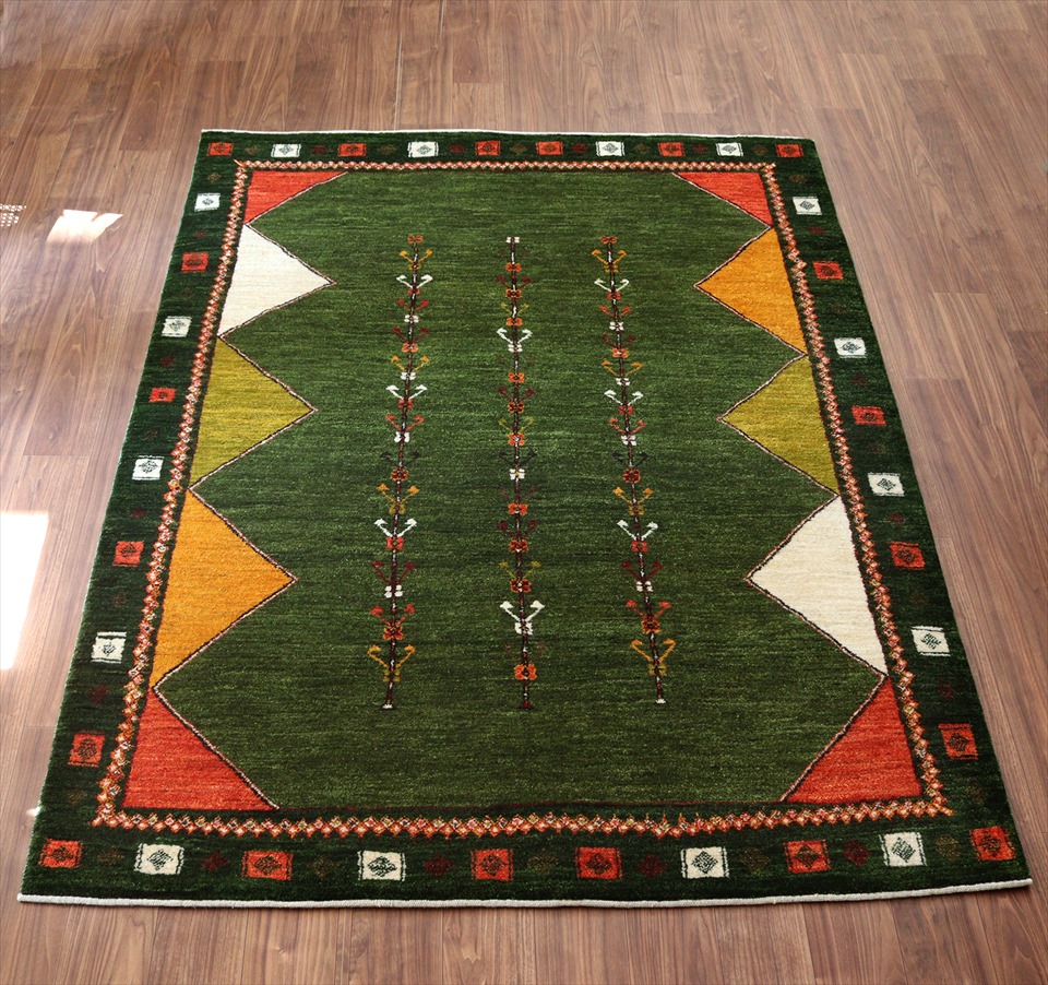 ギャッベ アマレ Amaleh243×174cm 背の高い3本の樹　幾何学モチーフ