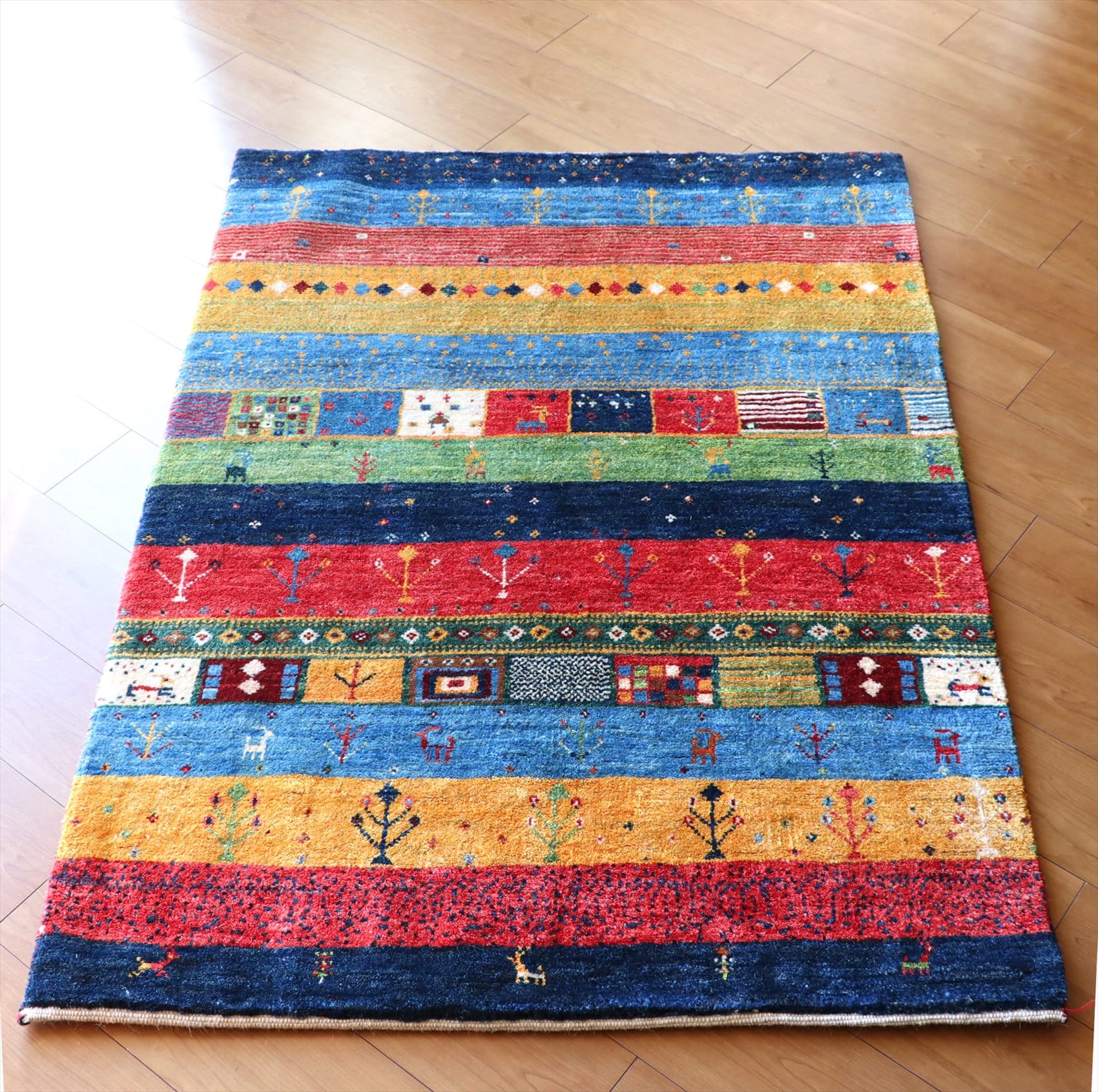 ギャッベ・ノマド　Gabbeh Nomad139×100cm 鮮やかなカラーストライプ