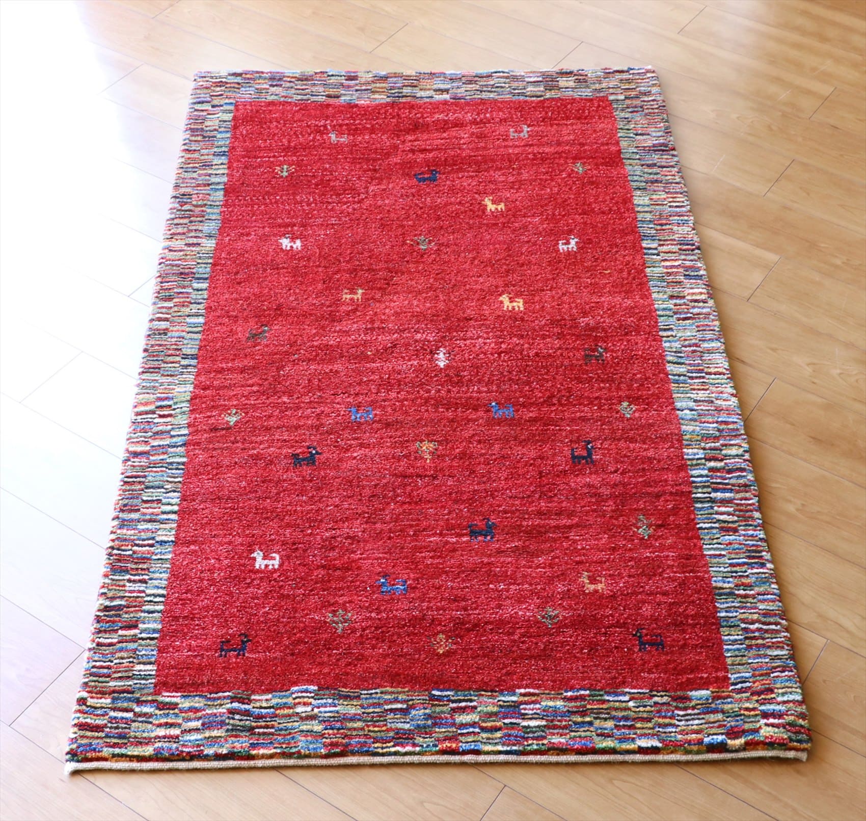 ギャッベ・ノマド　Gabbeh Nomad158×96cm レッド/ミックスカラーのボーダー