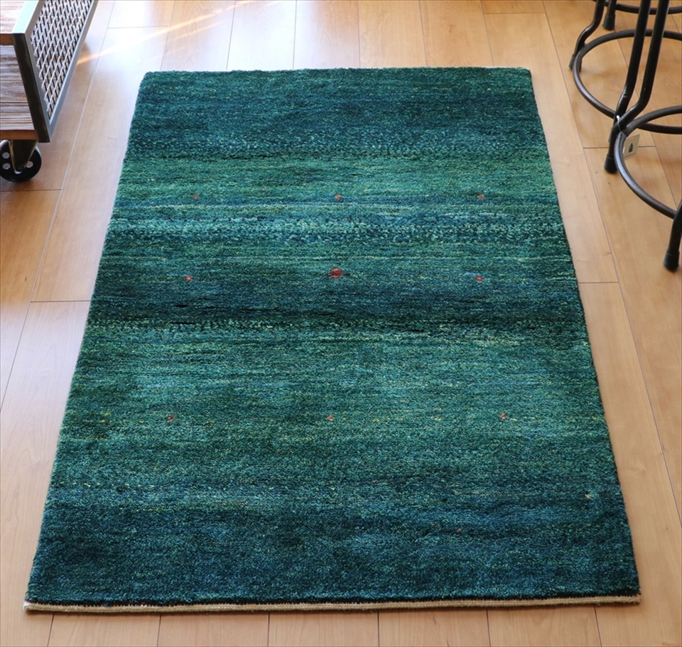 Gabbeh ギャッベ バナフシェ126×81cm ブルーグリーンのグラデーション