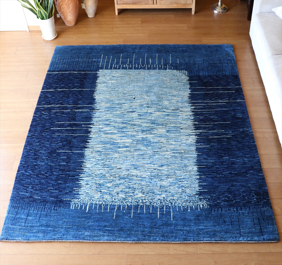 Gabbeh Banafsheh ギャッベ・バナフシェ236×202cm ブルーのツートーン