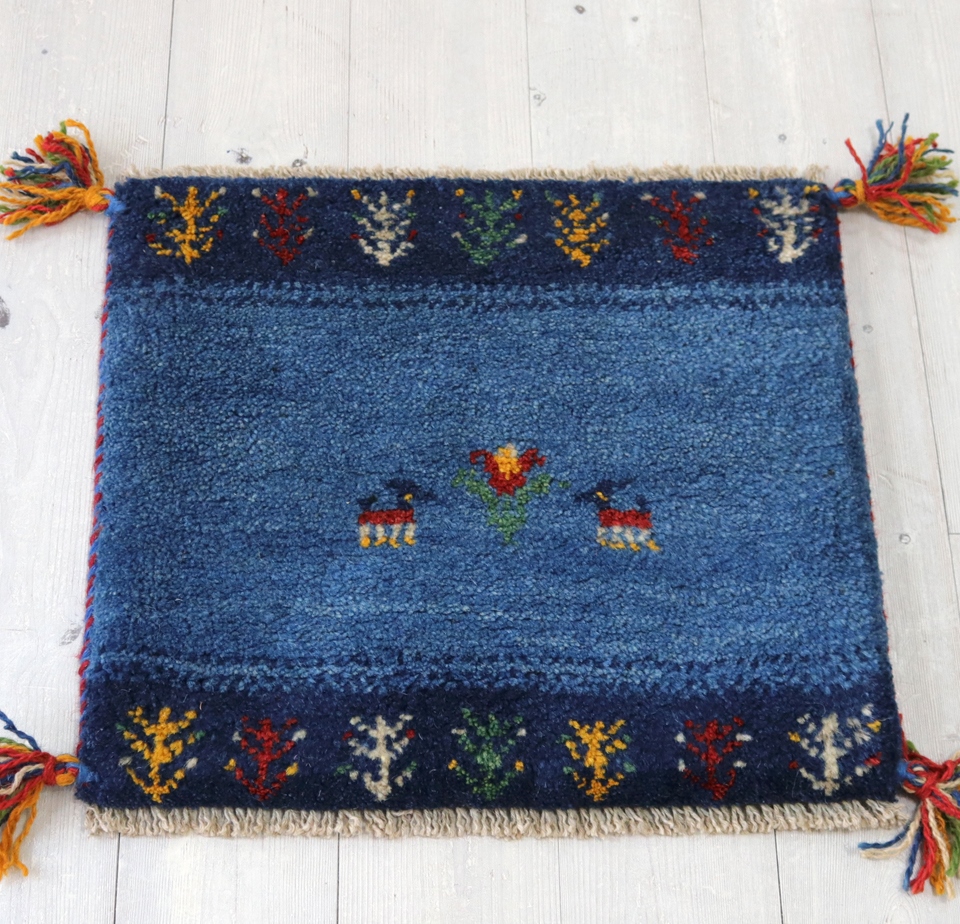 ギャッベ　座布団40×43cm ブルー
