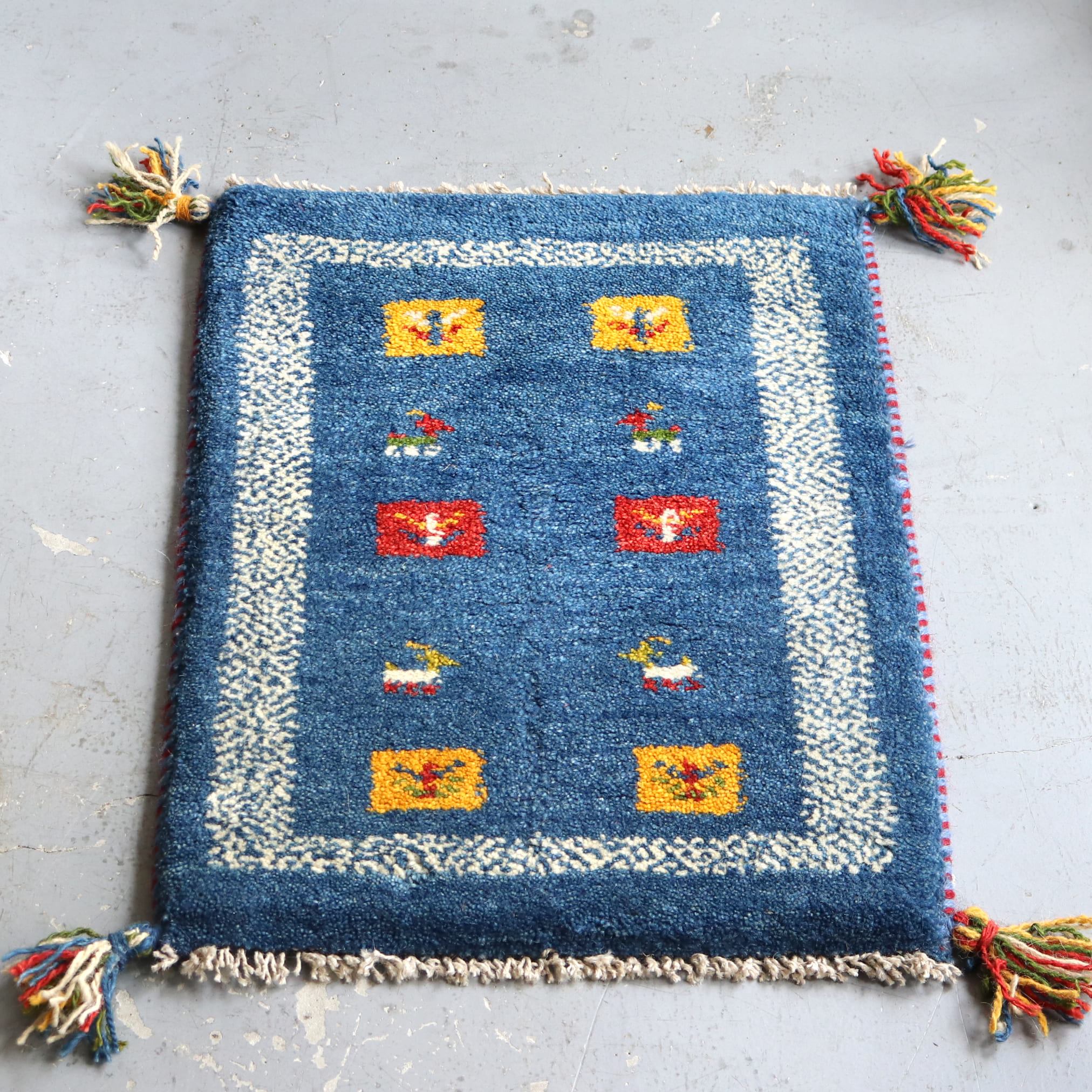 ギャッベ　ミニサイズ59×41cm ブルー　タイル