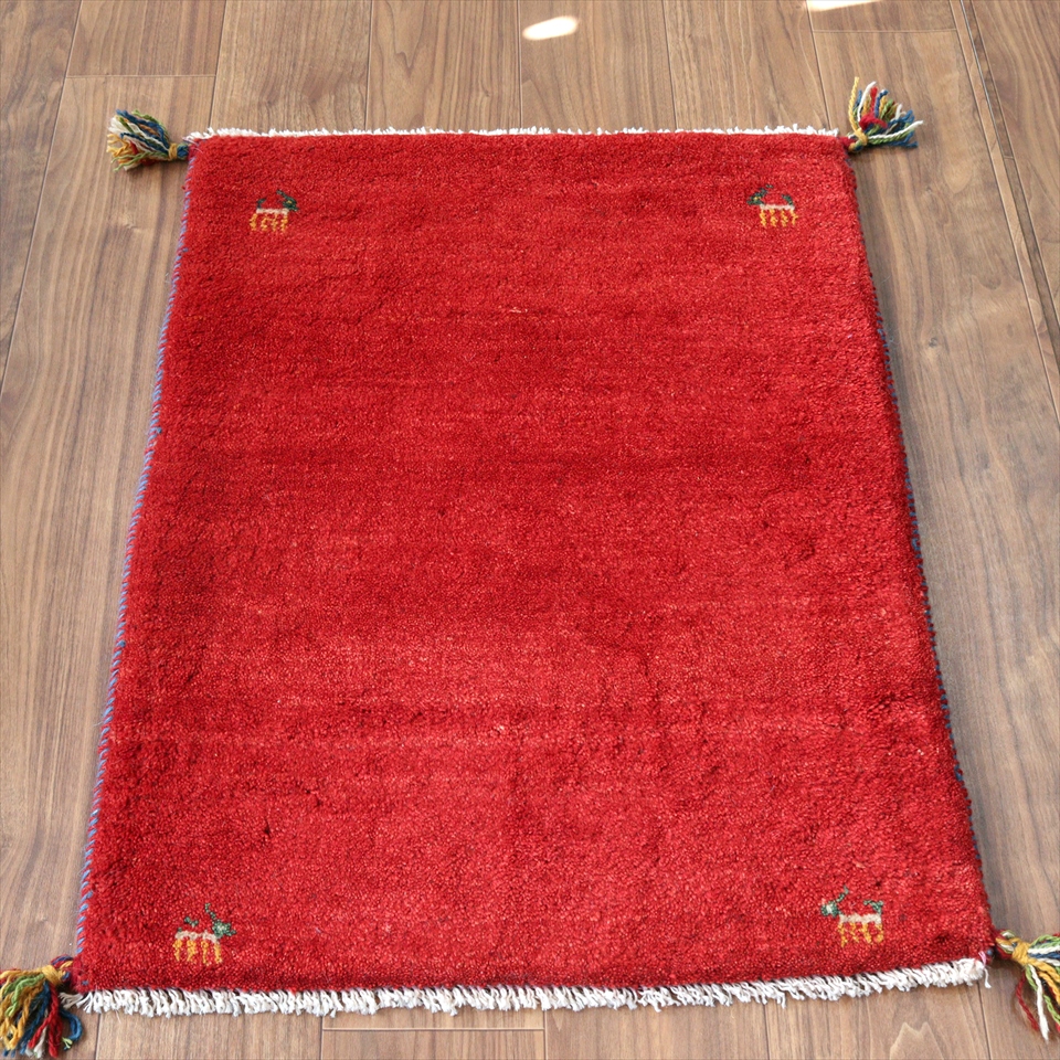 ギャッベ　玄関マット88×64cm レッドグラデーション