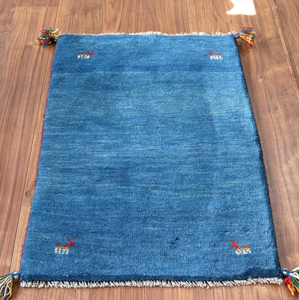 ギャッベ　玄関マット89×60cm ブルーグラデーション