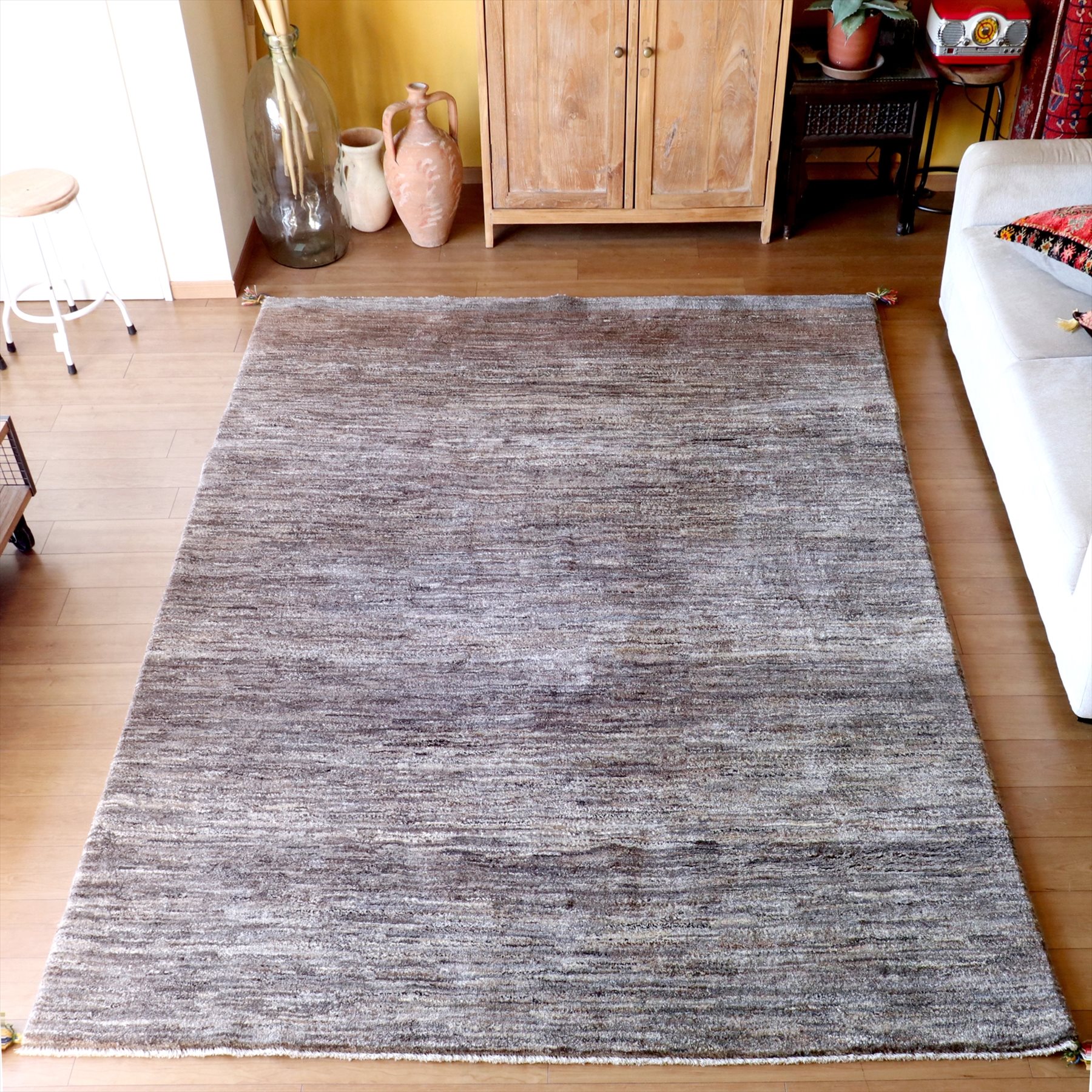 ギャッベ　厚みのある織り284×202cm ナチュラルブラウン　グラデーション