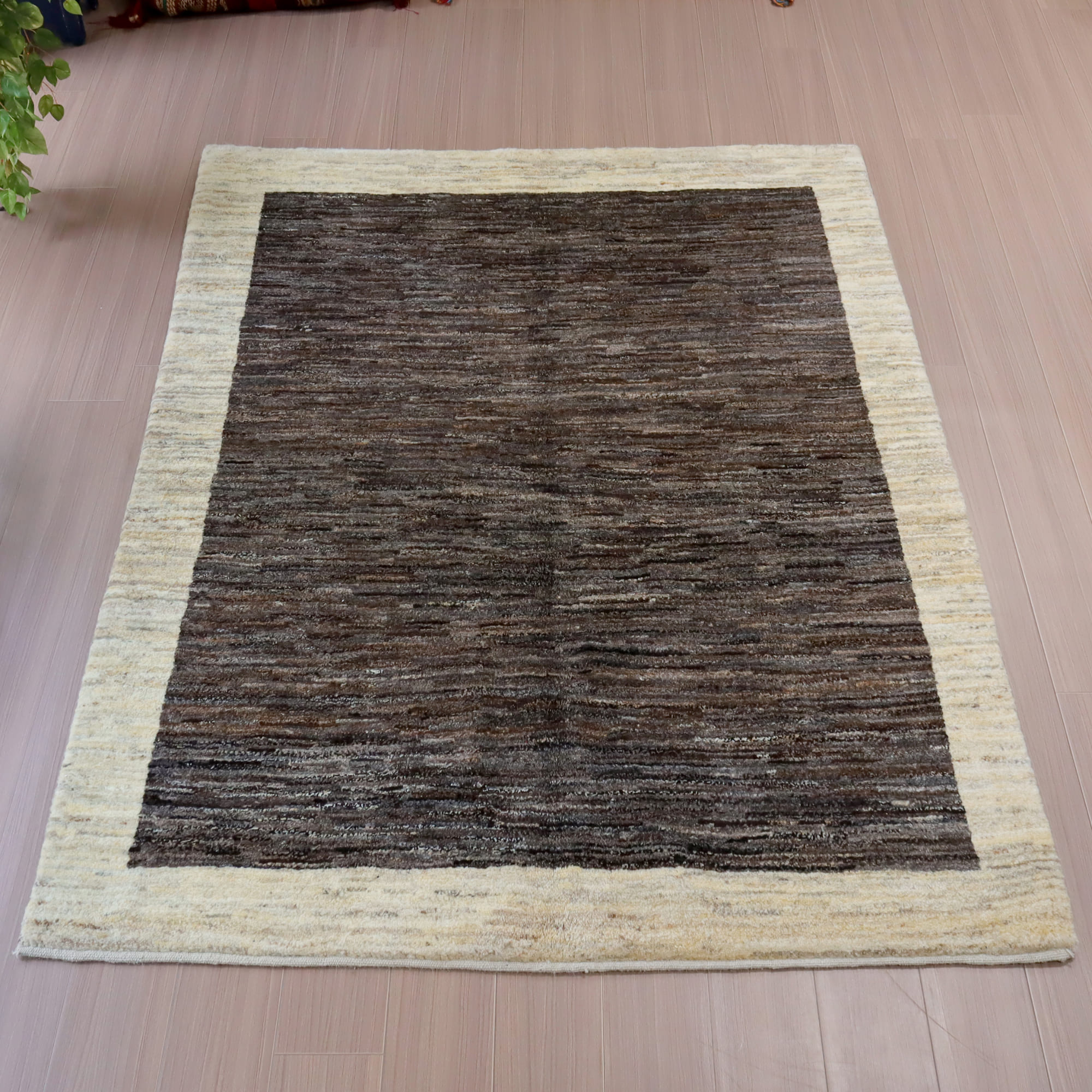 ギャッベ モノトーン202×153cm グレー ＆ アイボリー