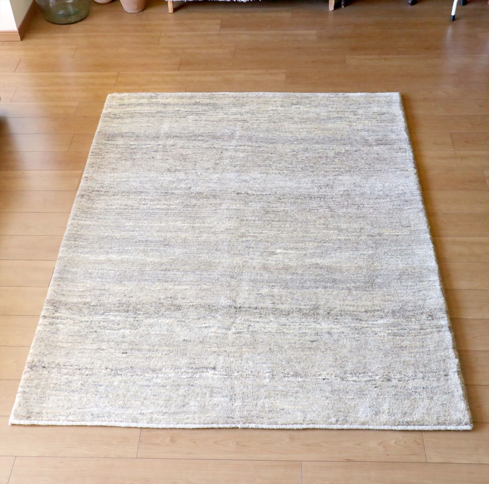 ギャッベ ナチュラルグレー グラデーション196×151cm モチーフのないシンプルデザイン