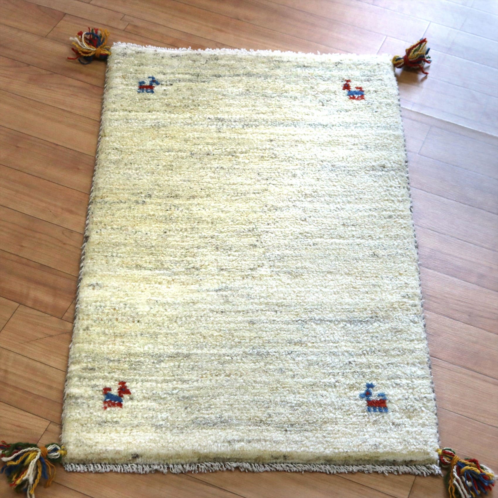 ギャッベ 玄関マットサイズ80×50cm ナチュラルアイボリー