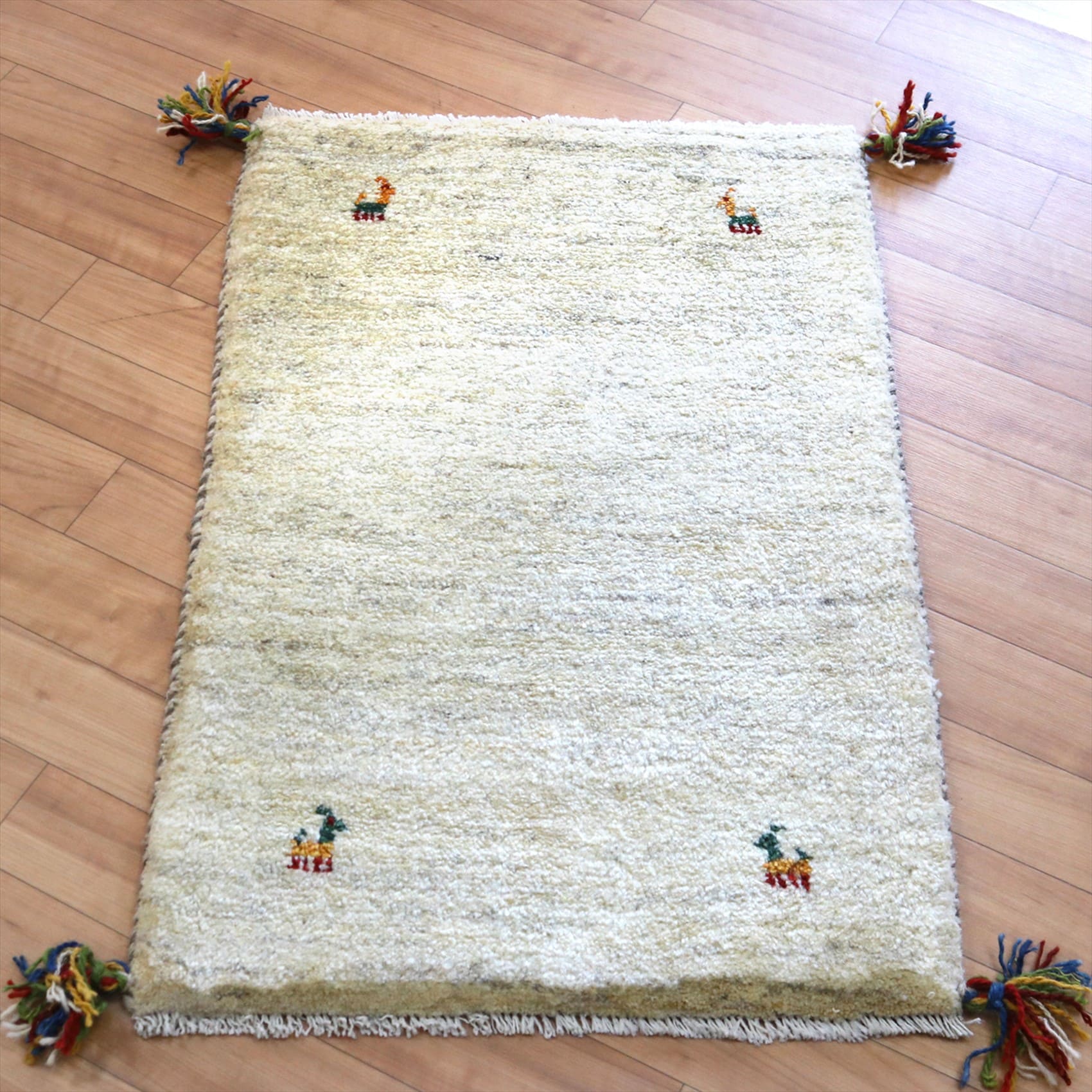 ギャッベ 玄関マットサイズ76×50cm ナチュラルアイボリー