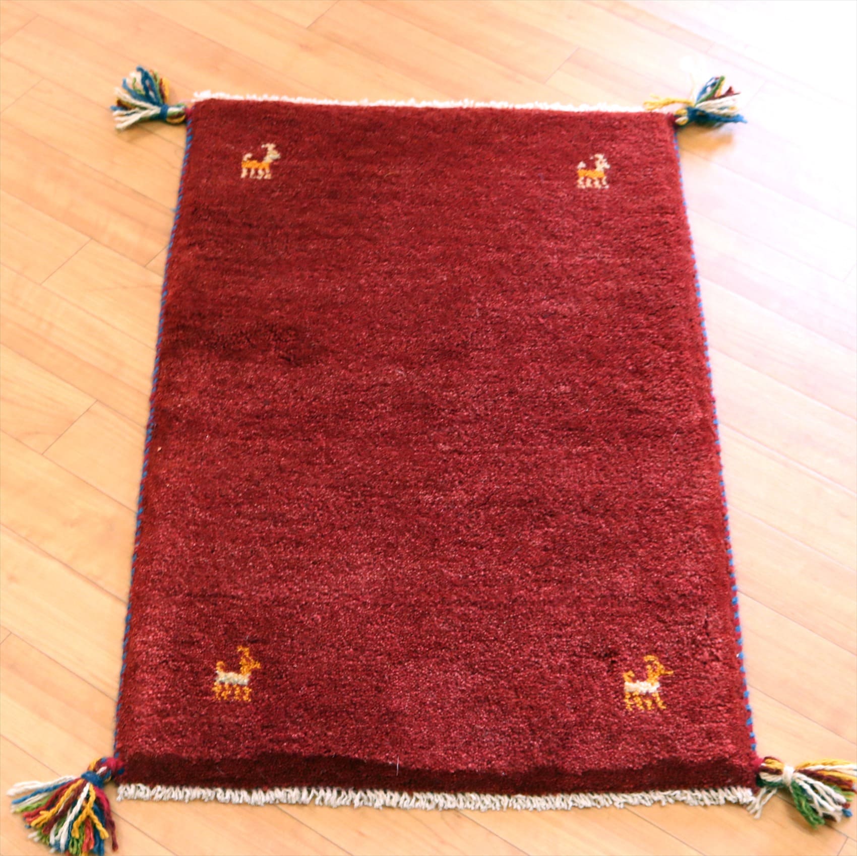 ギャッベ 玄関マットサイズ77×50cm レッド