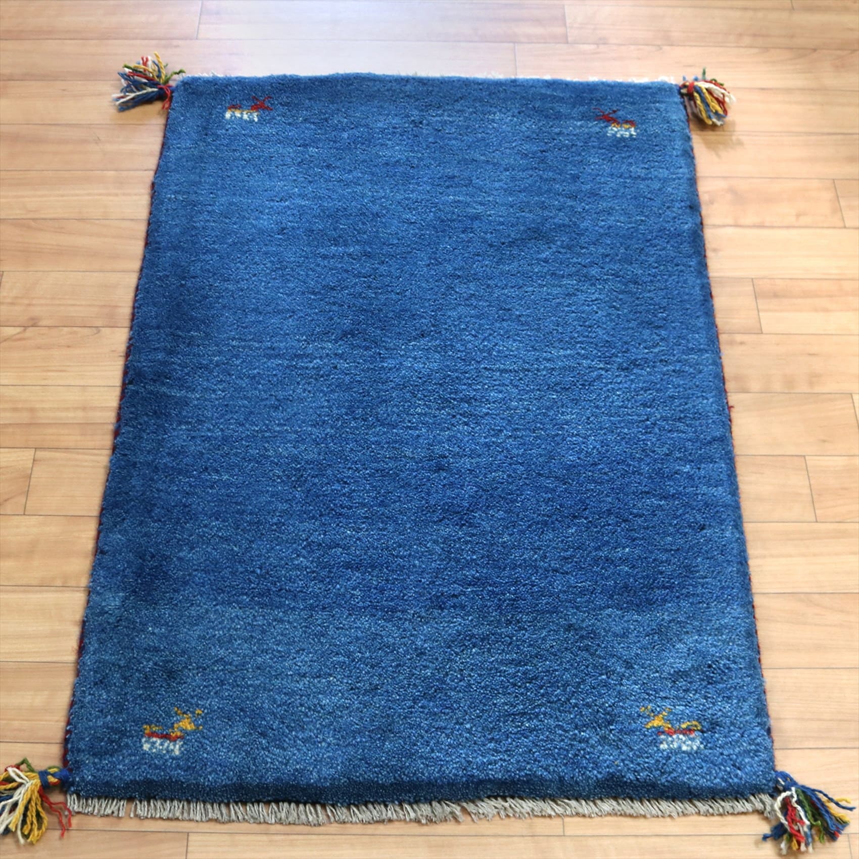 ギャッベ 玄関マットサイズ87×60cm ブルー