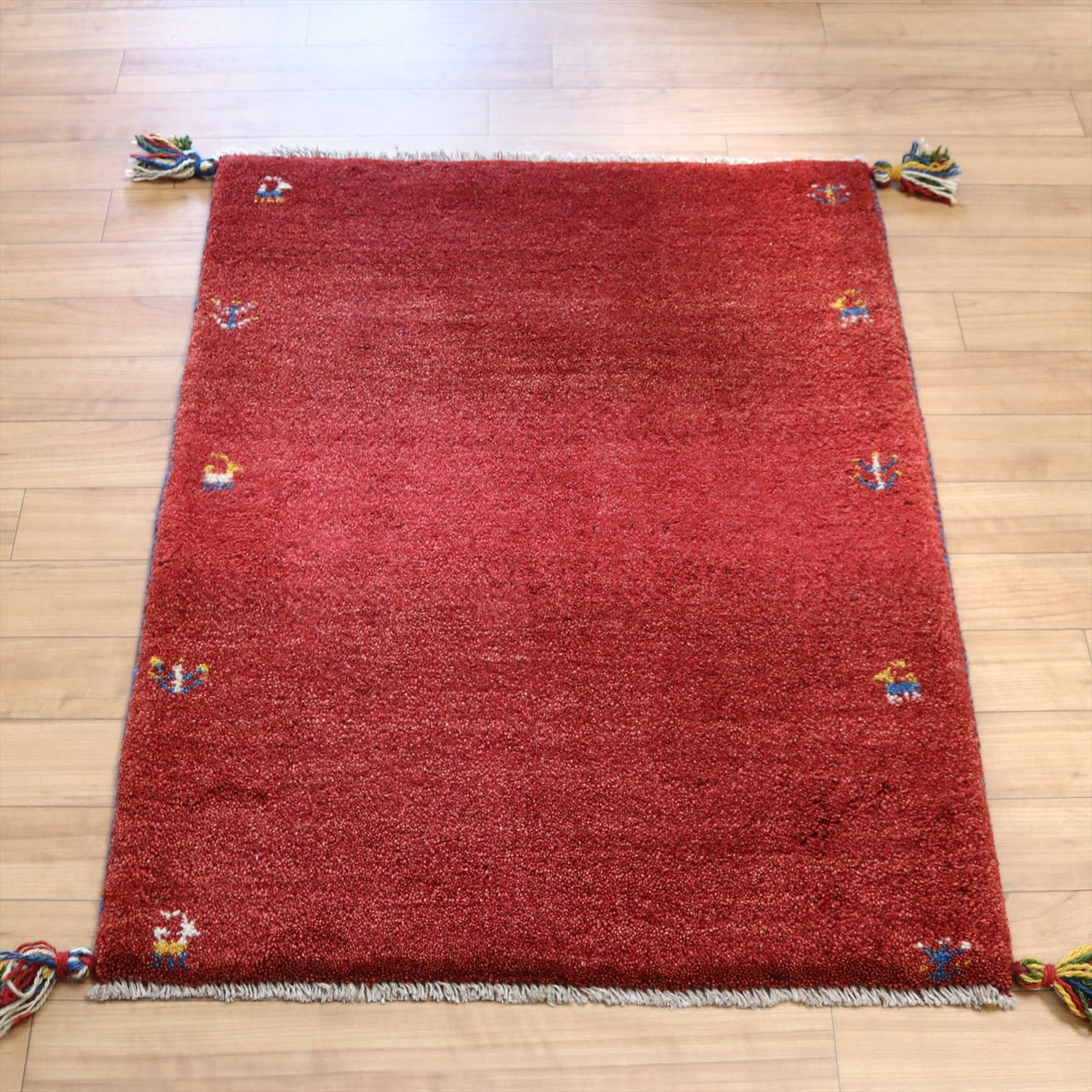 ギャッベ 玄関マットサイズ86×63cm レッド