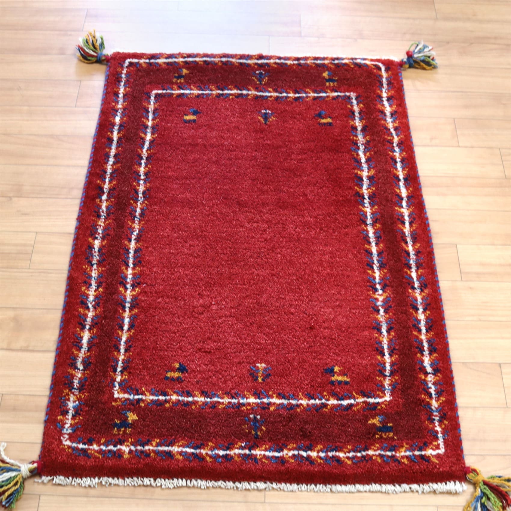 ギャッベ 玄関マットサイズ88×60cm 生命の樹 レッド