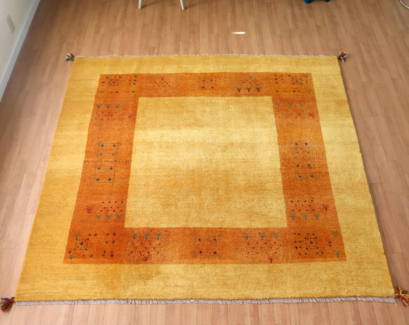 ギャッベ バナフシェ182×192cm オレンジ イエロー