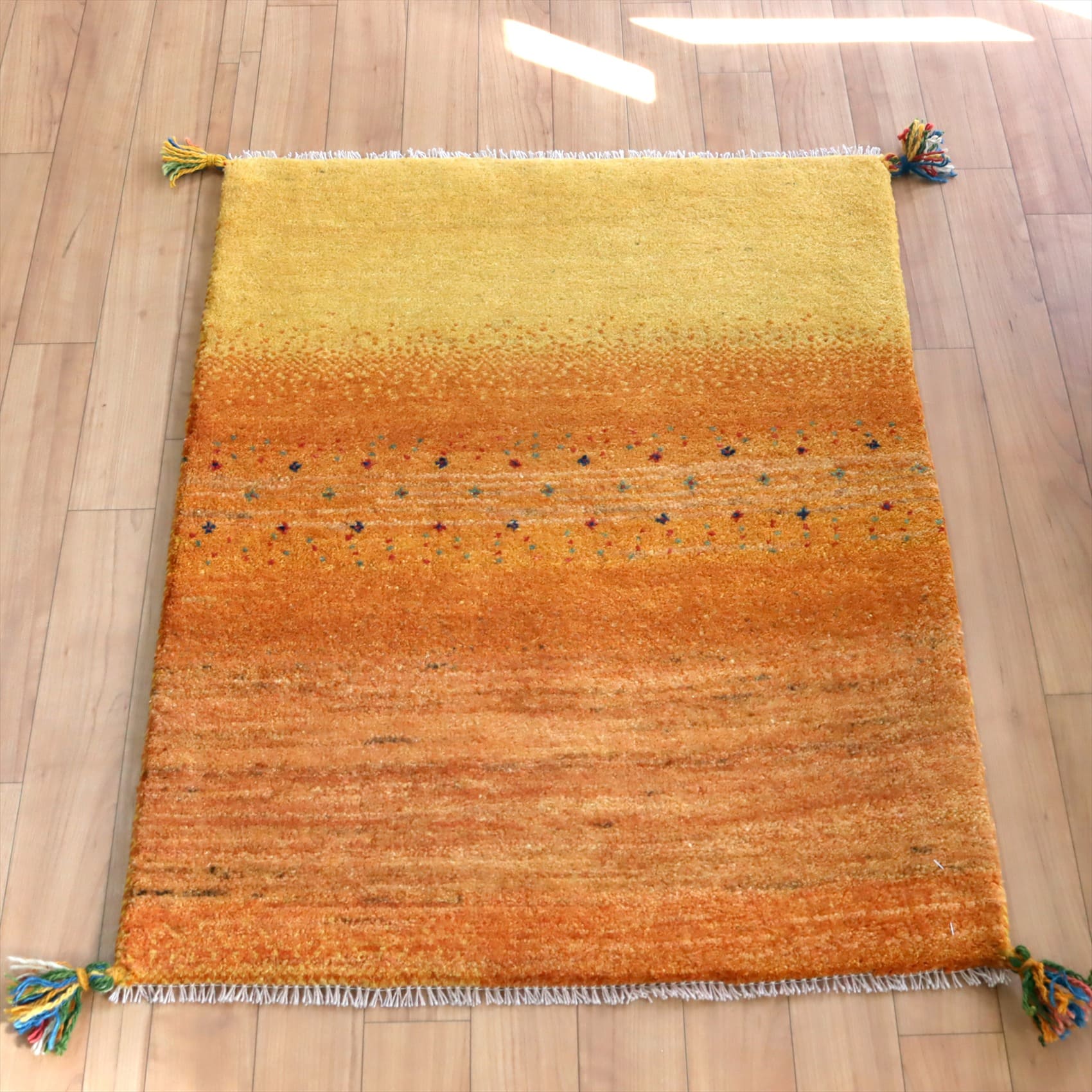 ギャッベ バナフシェ84×64cm オレンジ イエロー