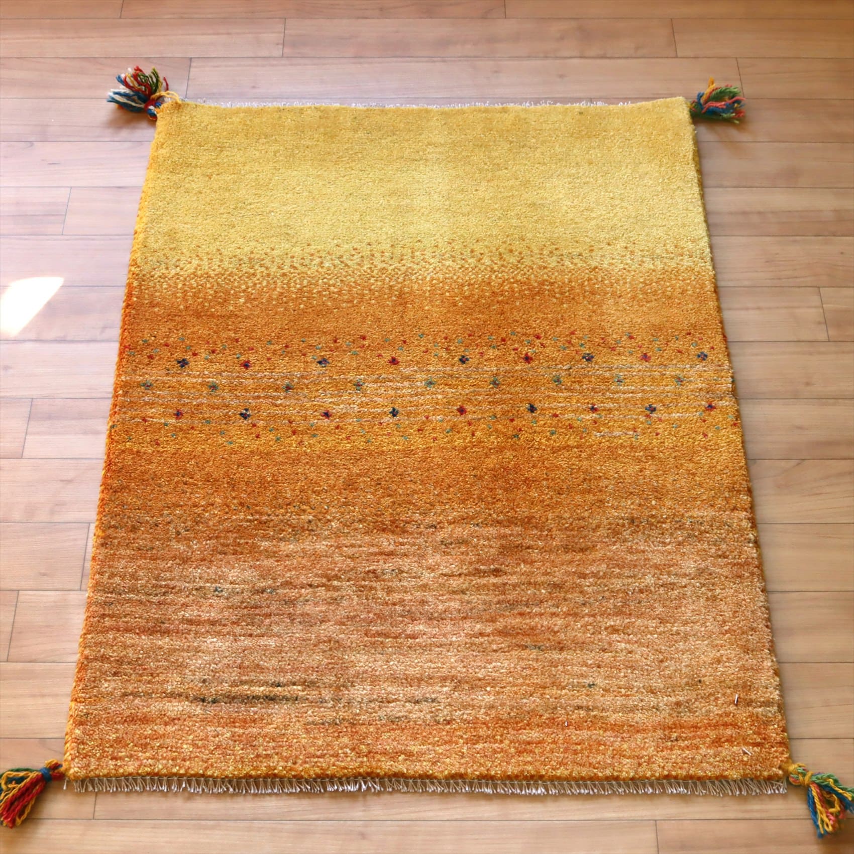 ギャッベ バナフシェ84×65cm オレンジ イエロー