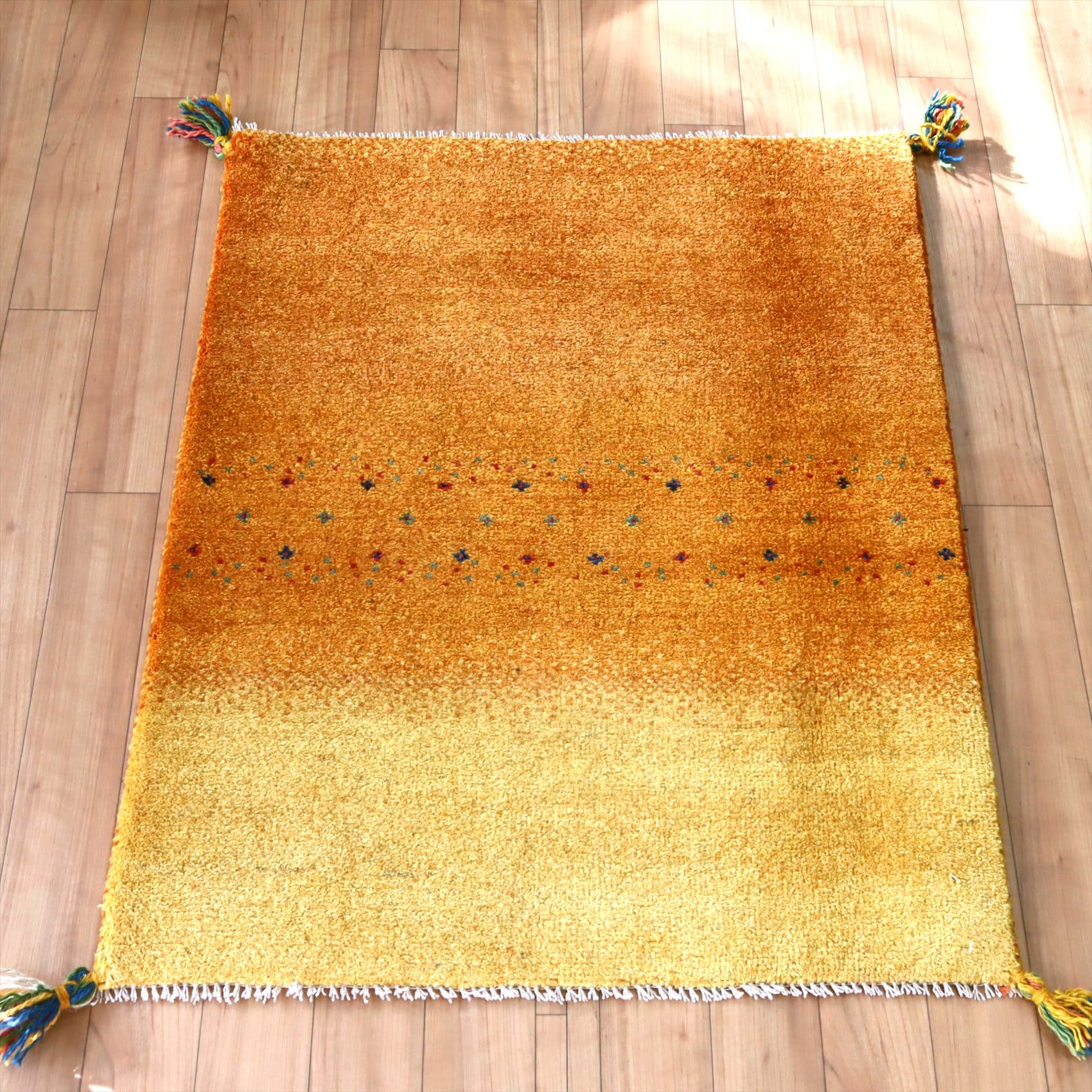 ギャッベ バナフシェ80×63cm オレンジ イエロー