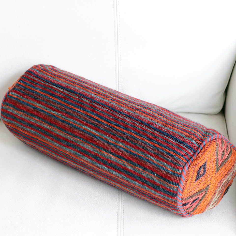 ガジャリキリムクッション42×15cm 筒型・円柱型