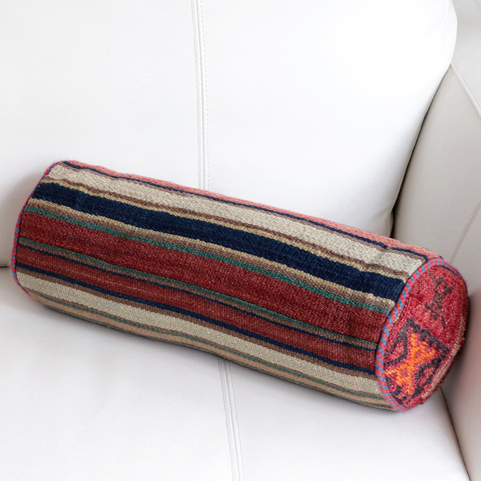 ガジャリキリムクッション42×14cm 筒型・円柱型