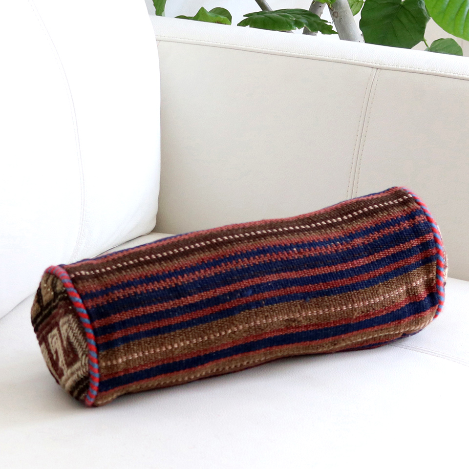 ガジャリキリムクッション34×13cm 筒型・円柱型 【中綿付き】