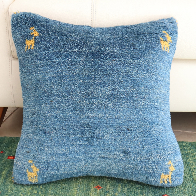 ギャッベクッションカバー40cmサイズ/イラン製手織り ブルー