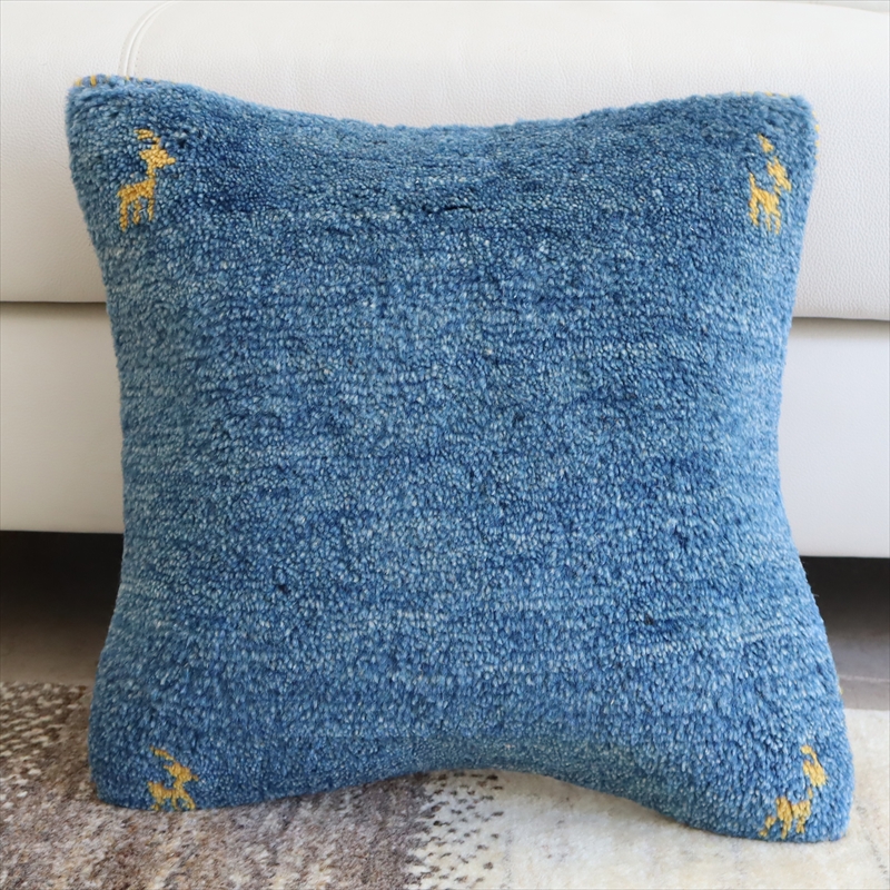 ギャッベクッションカバー40cmサイズ/イラン製手織り ブルー